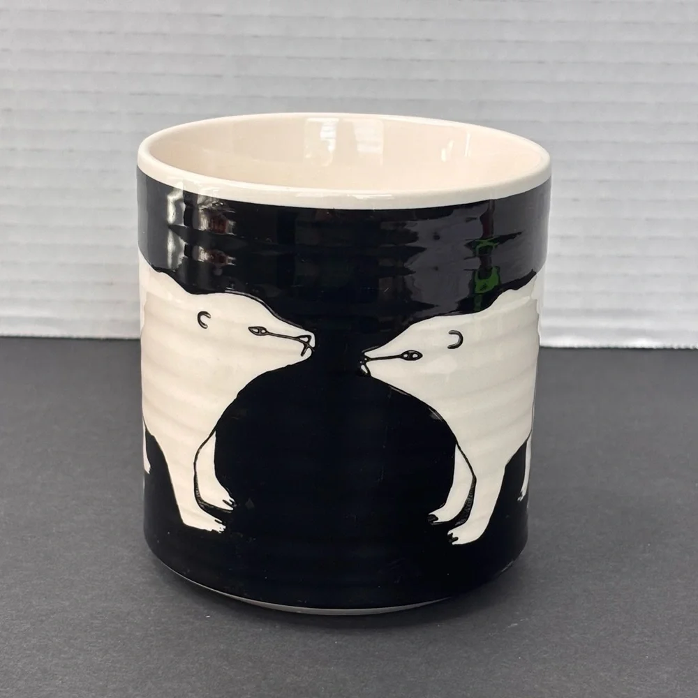 Anthropologie Keep Co Polar Bears Black Mug
